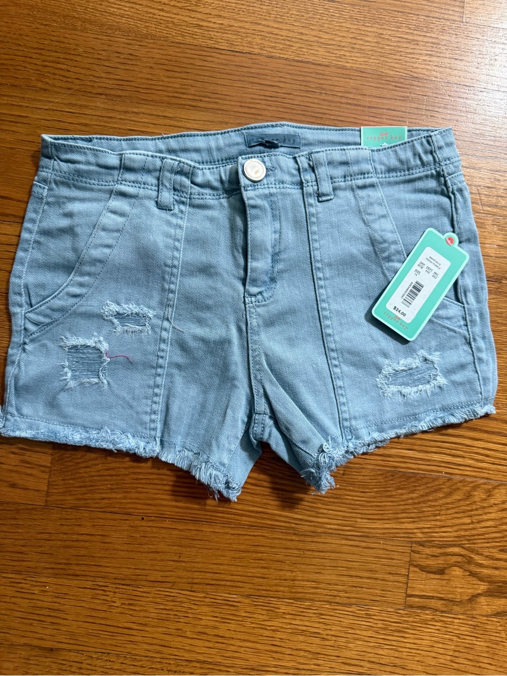Copper Key Light Blue Distressed Girls' Denim Shorts